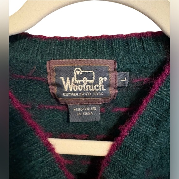 Vintage Woolrich Wool Blend Cardigan Sweater Buttons Large Green - Picture 4 of 10